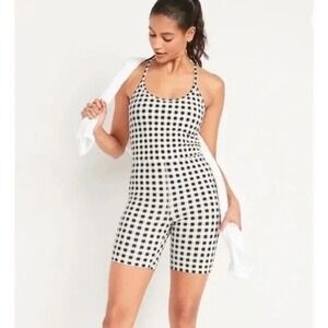 Old Navy Active Powerchill Unitard Shorts Womens Plus 4X‎ Romper Gingham NEW